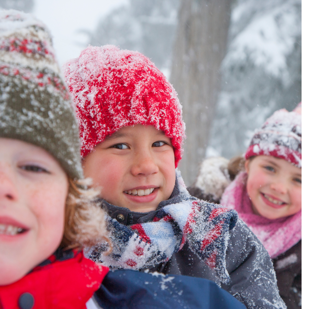 Children bundled up for outdoor time in winter