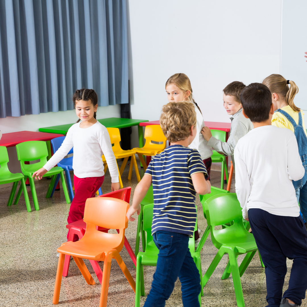 Kids playing musical chairs