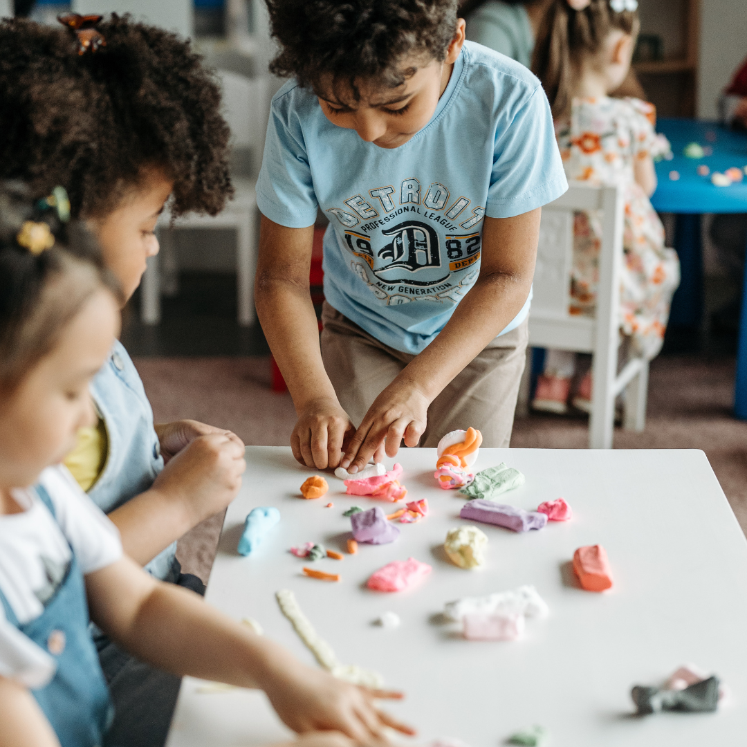 School age kids doing table activity