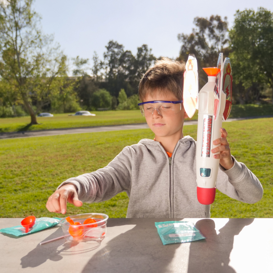 Toy rocket activity outside - Before and After School at Warnica PS