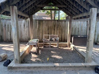 Outdoor wooden shade structure