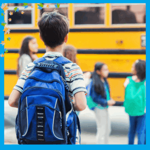 Back to school prep - kids waiting for school bus