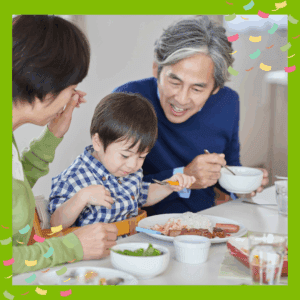 Family enjoying a meal together